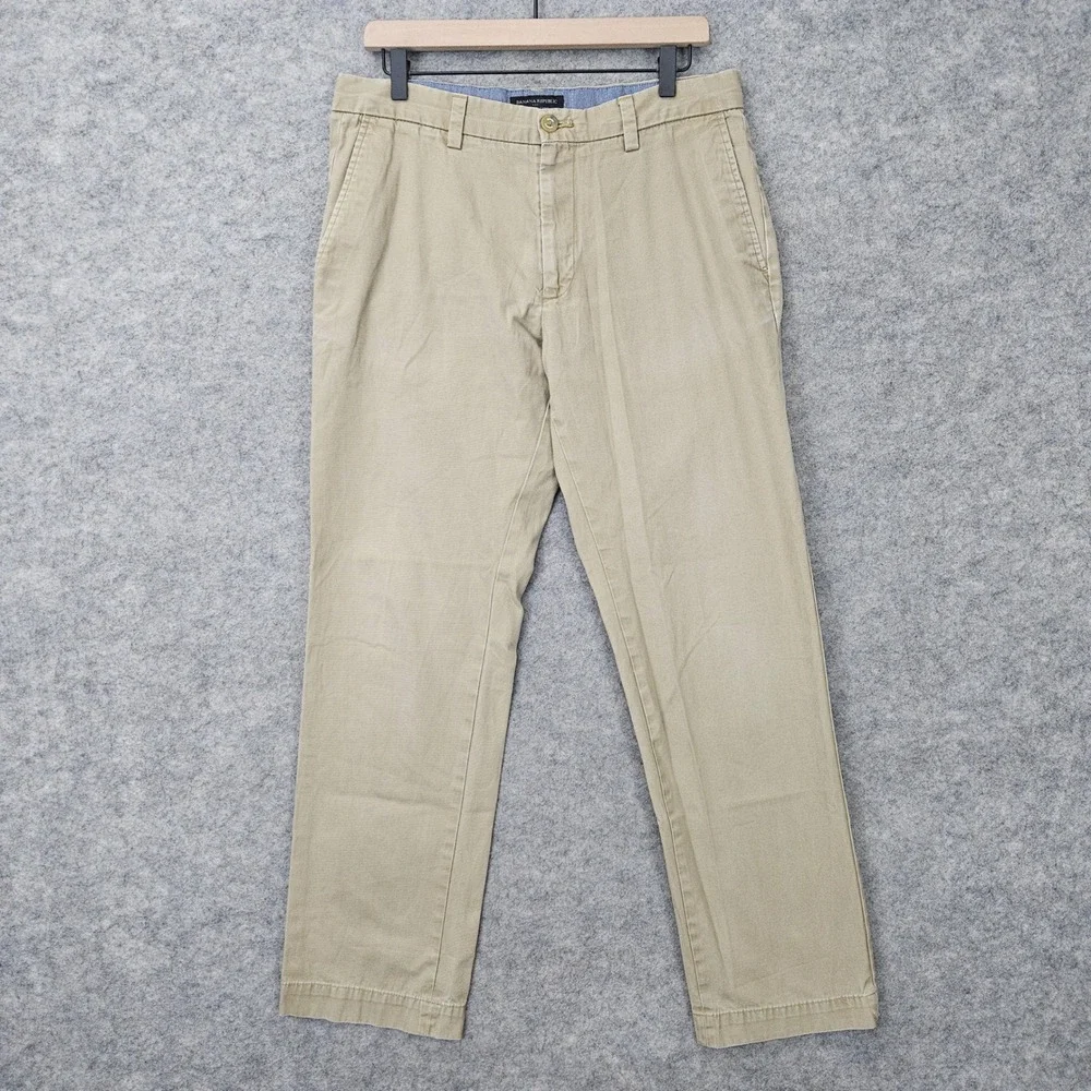 Banana Republic Emerson Chino Pants Men's 33x32 Tan Straight Leg Cotton Office